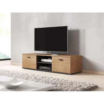 Cama Meble SOHO 140 TV Stand, Lefkas Oak/Black, 1400×430×370 mm