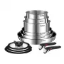 Pot set Tefal Ingenio Emotion L897SB74 — 11-piece stackable non-stick stainless steel, oven-safe, Thermo-Spot