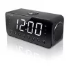 Clock radio Muse M-192 CR — digital clock, FM tuner, 1.8 inch LED display, black wood, AC 100–240V, AAA backup