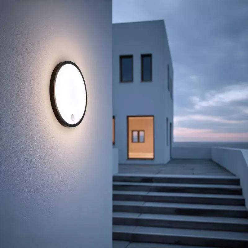 LED lamp with PIR sensor MACLEAN MCE525 B — outdoor wall light, motion-activated LED