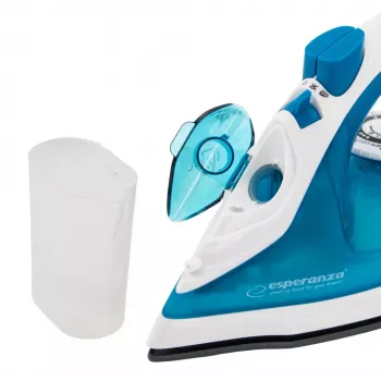 Steam iron ESPERANZA EHI002 — 2200 W, ceramic soleplate, vertical steam, 0.815 kg, white/blue