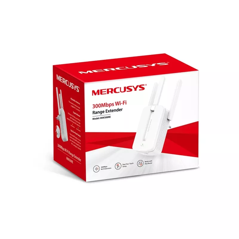 Mercusys WiFi N Repeater 300Mbps WiFi Network Extender Wireless Amplifier MW300RE (N300, 2 External Antenna)