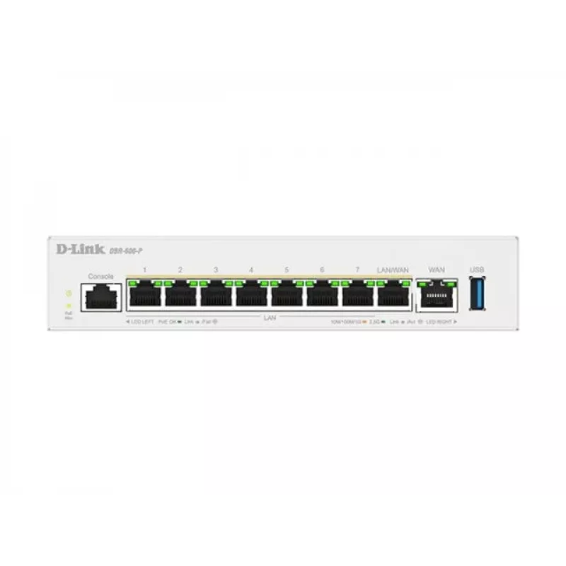 D-Link DBR-600-P/B Business PoE Router, Ethernet WAN, 2.5 Gigabit Ethernet, White