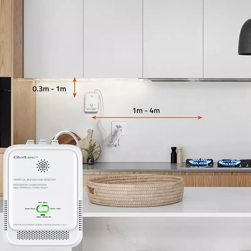 Gas leak and carbon monoxide detector LED
