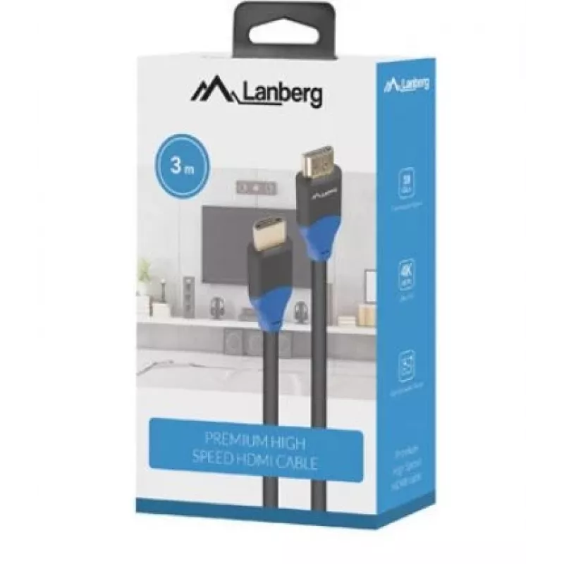 HDMI Cable Lanberg CA-HDMI-15CU-0030-BK 3m HDMI Type A Male 18 Gbit/s