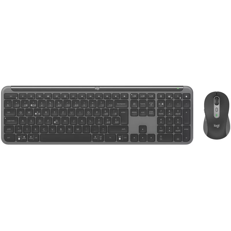 Logitech Signature Slim Combo MK950 for Business - Keyboard-and-Mouse-Set - 100% - full size - Wireless - Bluetooth 5,1 LE - QWERTZ - Swiss - Graphite (920-012503)