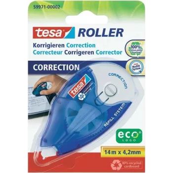 Correction roller Tesa 59971 — 4.2 mm tip, 14 m correction tape, white
