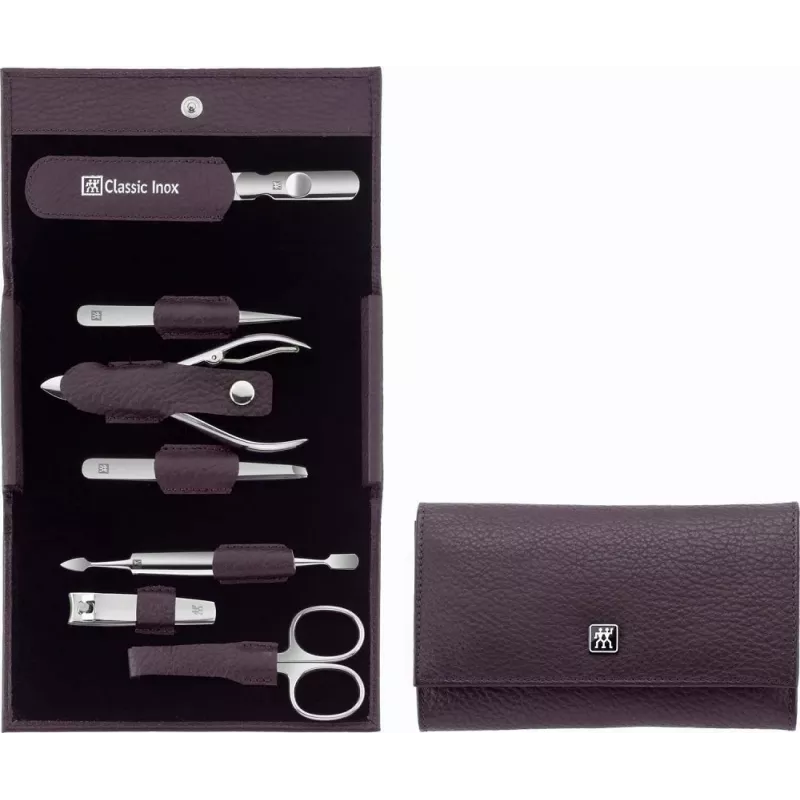 ZWILLING Classic Stainless Steel 97646-008-0 travel manicure set, purple case, 7 pieces