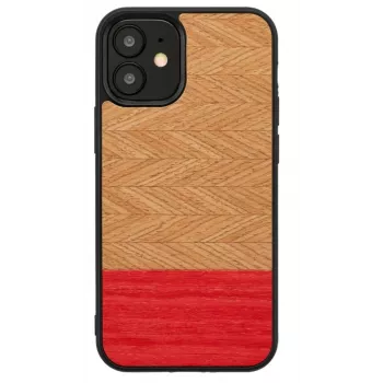Protective mobile phone case Man and Wood for iPhone 12 mini — herringbone azalea black pattern