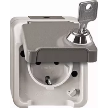 MERTEN MERT lockable Schuko socket outlet MEG2423-8029 key/lock no. 200 Light Grey MEG2423- MEG2423-8029 (MEG2423-8029)