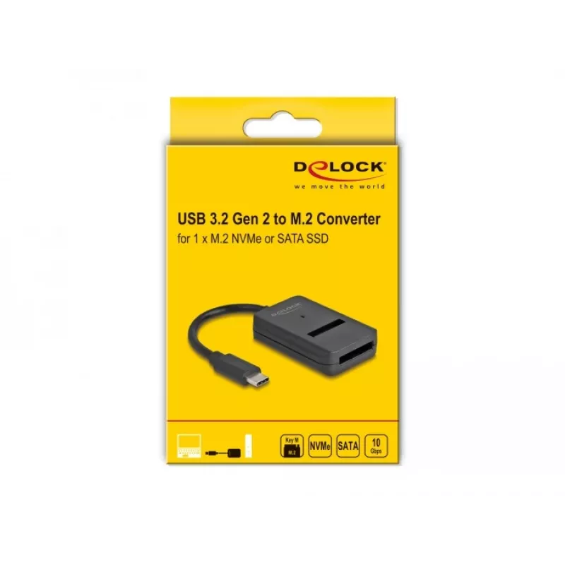 DeLOCK Combo Converter for M.2 NVMe PCIe SATA SSD USB Type-C 10 Gbps