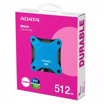 External SSD ADATA SD620 512 GB, USB 3.2 Gen 2 Micro-USB B, blue, silicone housing, shock resistant