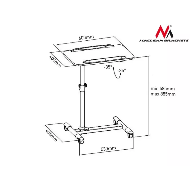 Maclean Laptop/Projector Trolley, Wheeled, MC-671