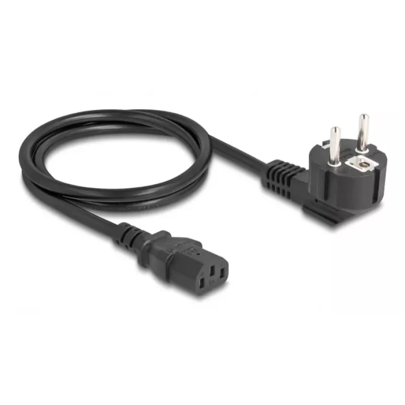 Power cord DELOCK CEE 7/7 (E+F) to IEC C13 90° angled, 1 m, H05VV-F 3x1.00 mm², black