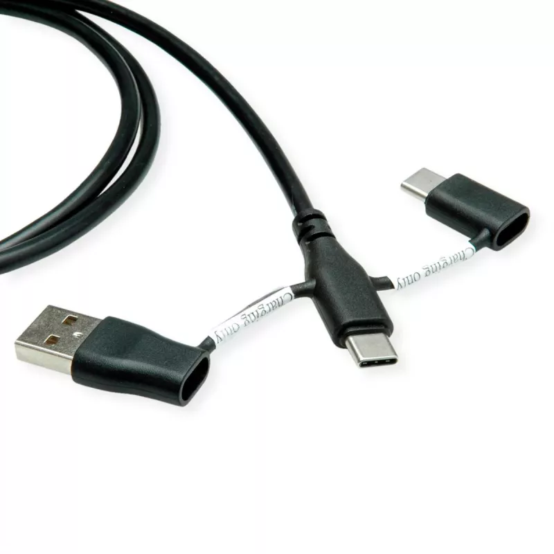 ROLINE USB 2.0 cable type C ST/ST with data blocking adapters A and C - Cable - Digital/Data