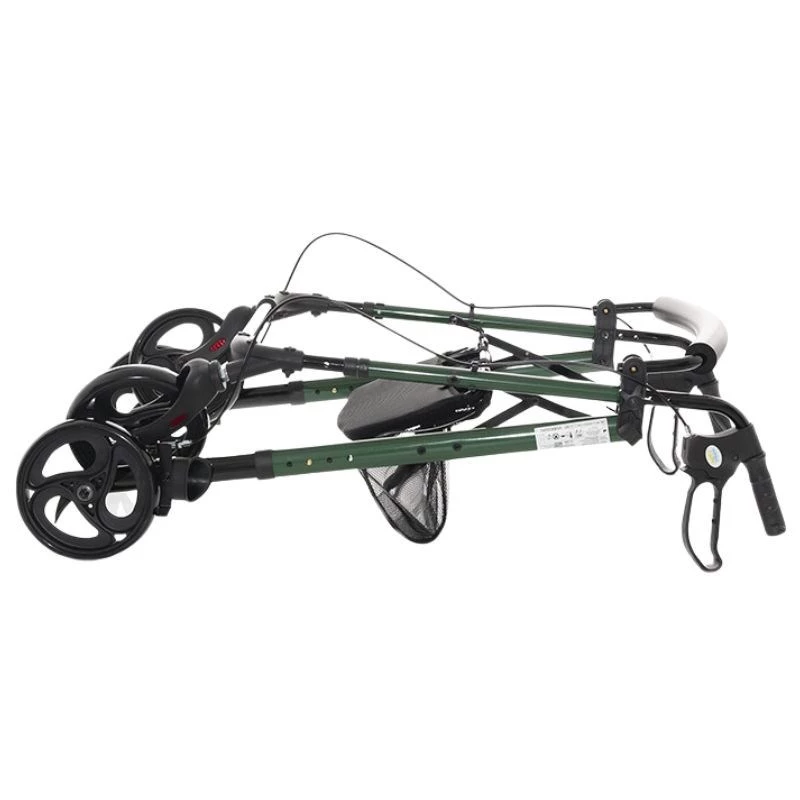 Rollator walker MDH Green with seat and bag — aluminium frame, 4 wheels, adjustable height, max load 136 kg