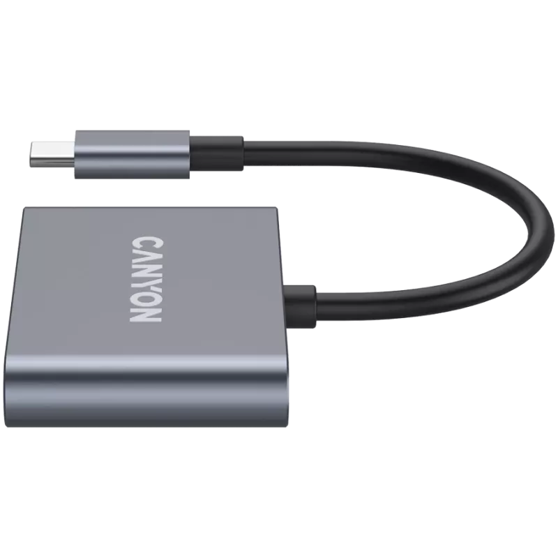 USB-C 3‑in‑1 Hub CANYON DS-3 Dark Grey — USB-C to USB-A + HDMI + PD passthrough