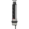 Brennenstuhl Tower Power Table Extension Socket - Extension Cord - 3 Output Plugs - 2,0m - Black, Aluminium (1396200003)