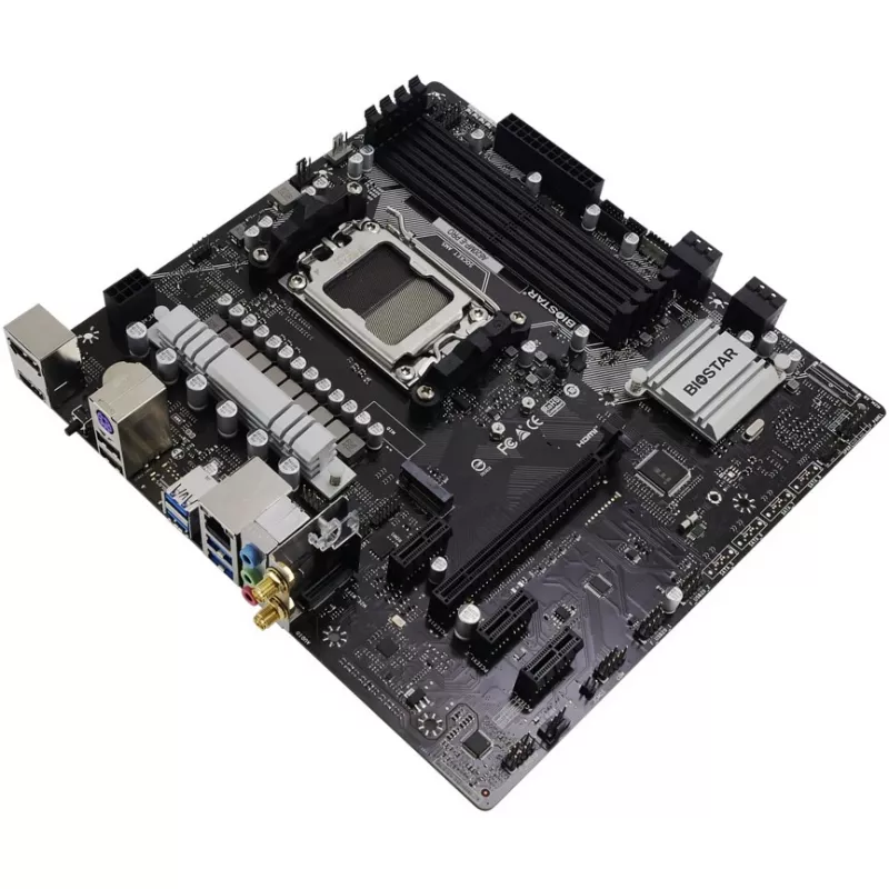 Motherboard BIOSTAR A620MP-E PRO — AMD A620 microATX, Socket AM5, DDR5, 4 DIMM, max 128 GB, 2.5Gb LAN