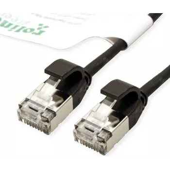 ROLINE GREEN U/FTP Patch Cable Cat.6A (Class EA), LSOH, slim, black, 0,5 m (21.44.3352)