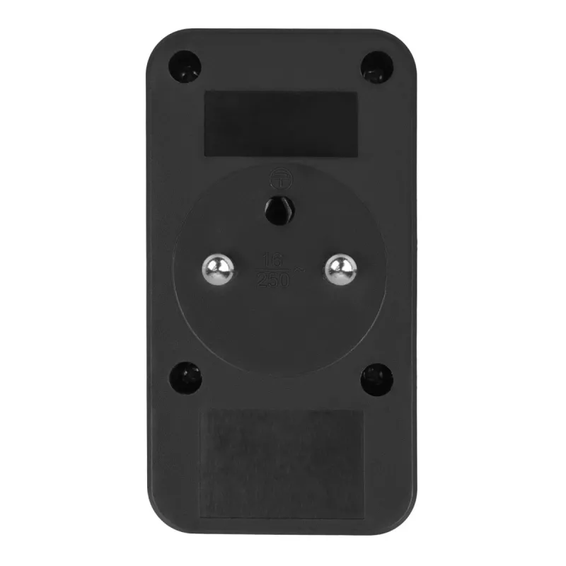 Power splitter MACLEAN MCE249 F/B — 2 AC sockets (16A + 6A) with 2×USB-A and 2×USB-C PD 20W, EU plug, black