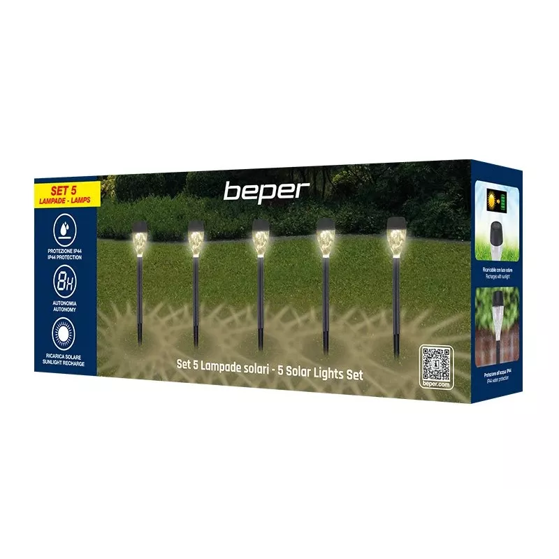 Outdoor solar lights set Beper P207ILO050 — 5 waterproof lights for garden and pathway