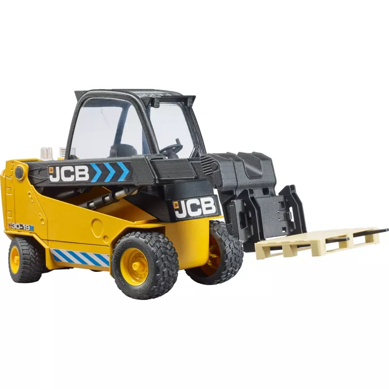 Forklift BRUDER JCB Teletruk toy — ABS, recommended age 3+, black and yellow