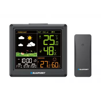 Weather station BLAUPUNKT WS25BK — indoor/outdoor temperature and humidity monitor, black, 1 sensor, LCD display