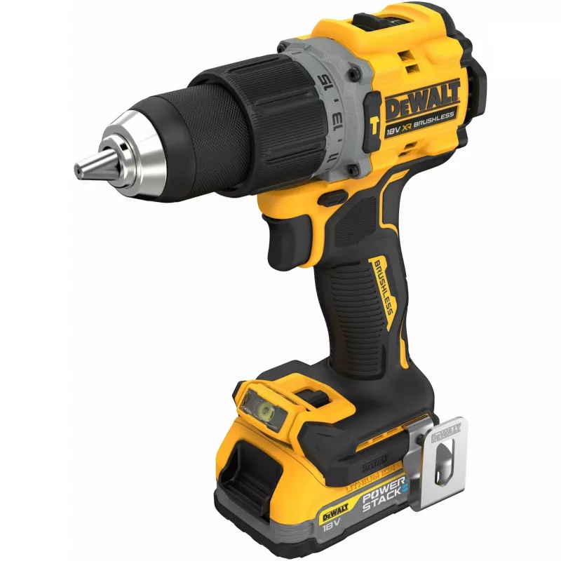 Pistol grip drill DeWALT DCD805E2T-QW, 18V Li-Ion 1.7Ah x2, brushless, 2000 RPM, 90 Nm, 13 mm chuck
