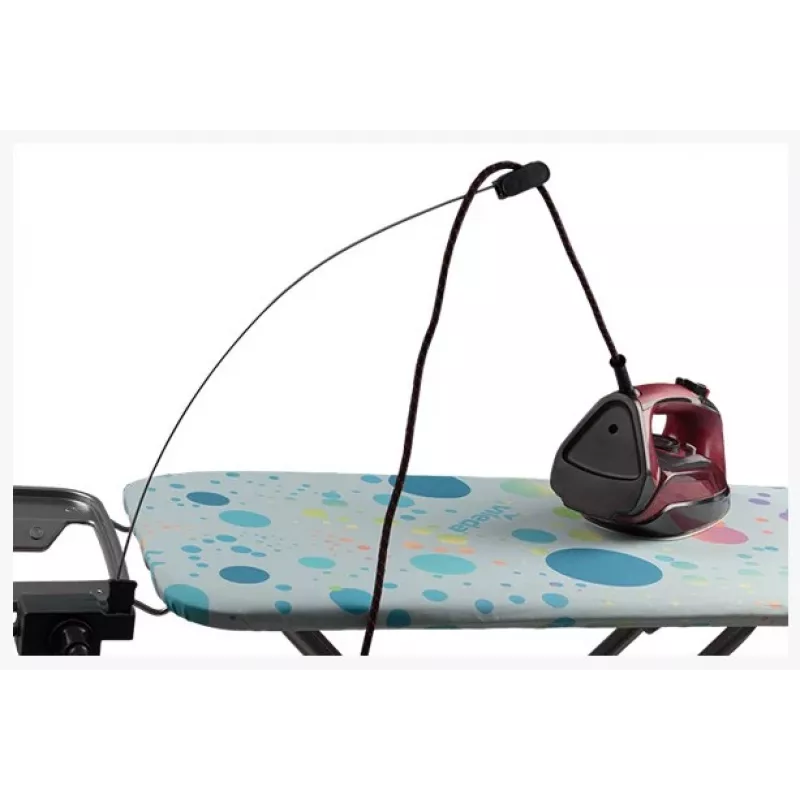 Full-size ironing board Vileda 163316 — 1200x380 mm board, adjustable 75–96 cm, stainless steel legs, iron holder