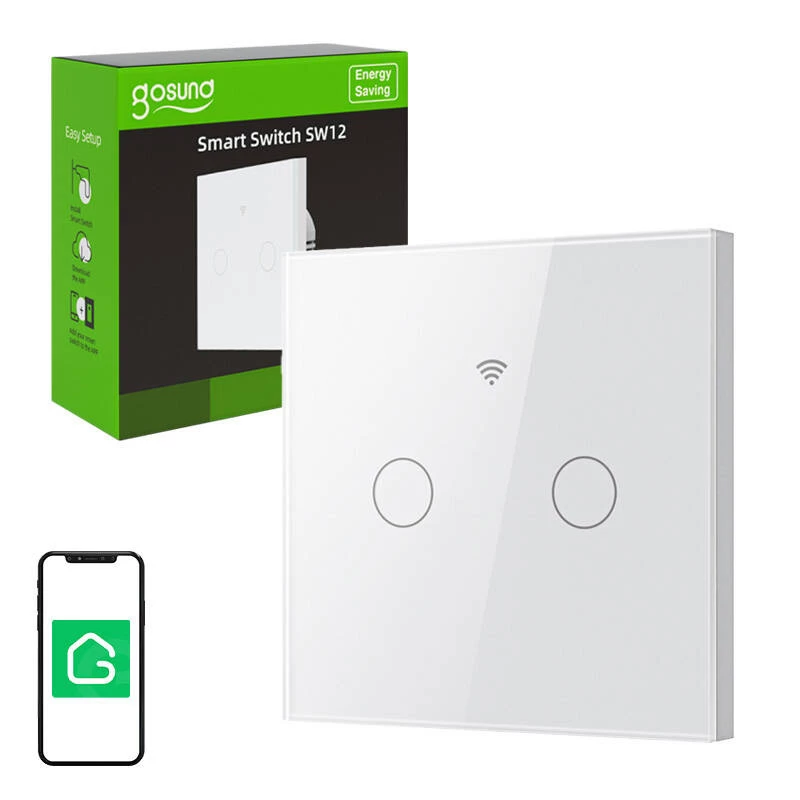 Smart touch WiFi light switch Gosund SLS2 (model SW12) — touch control, Wi‑Fi connectivity, optional N/Dual wiring