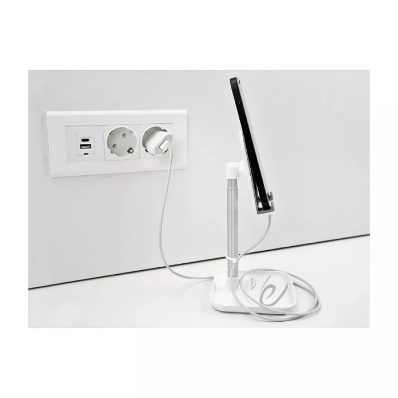 DeLOCK Smartphone and Tablet Telescopic Stand with Storage Silver White