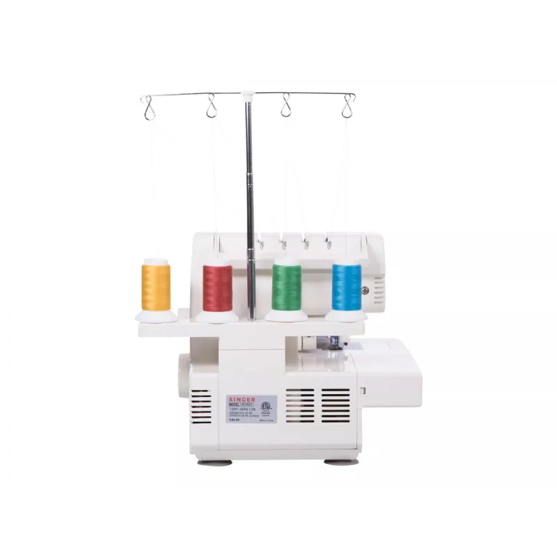 Overlock Sewing Machine SINGER 14SH654 — Electric, 4-step Buttonhole, Free Arm, 1300 Stitch Patterns, White