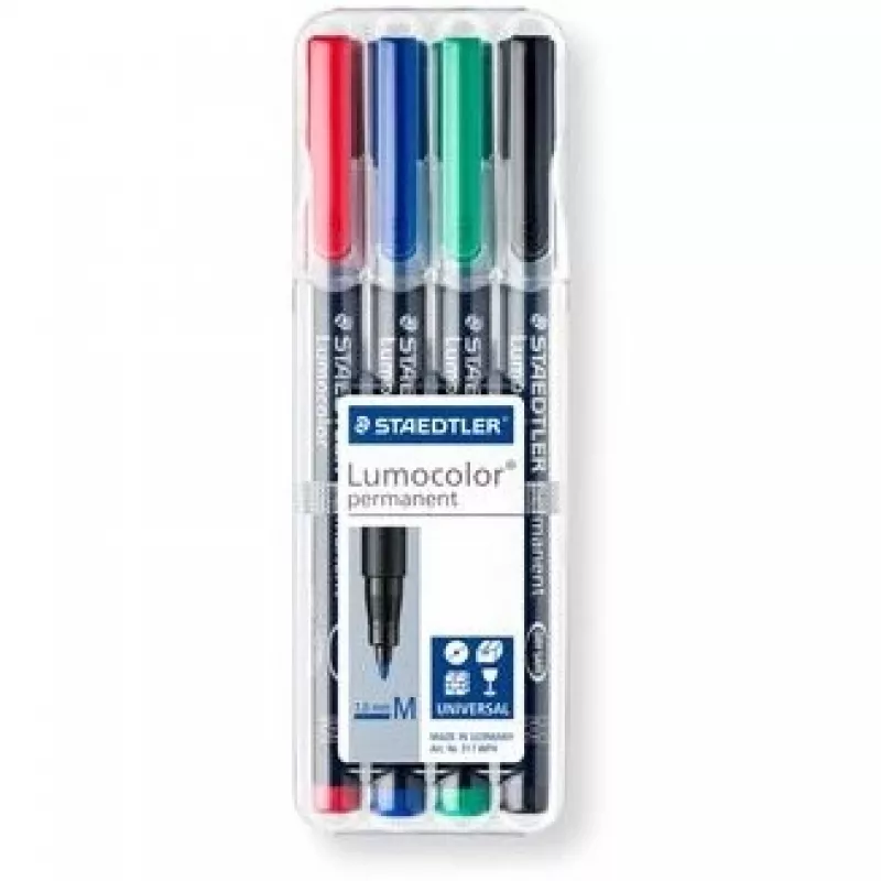 Permanent Marker Staedtler Lumocolor 317 WP4 Black Blue Green Red