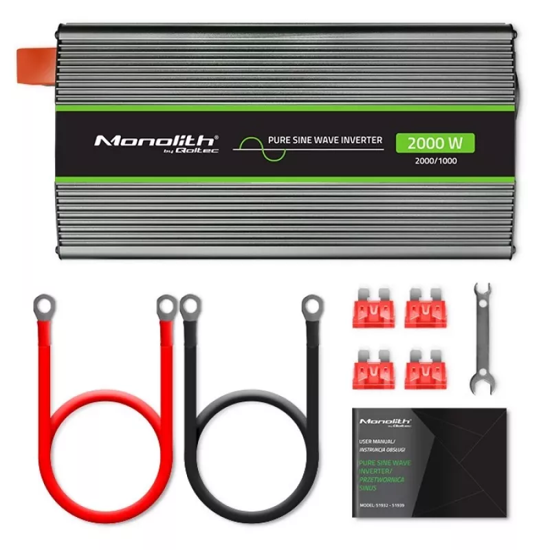 Car inverter Qoltec Monolith 2000 W Black 12 V