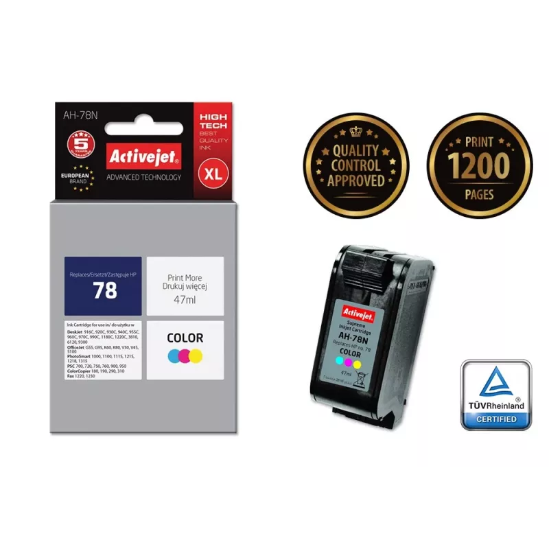 Activejet AH-78N Ink Cartridge (Replacement HP 78 C6578D; Supreme; 47 ml; color)