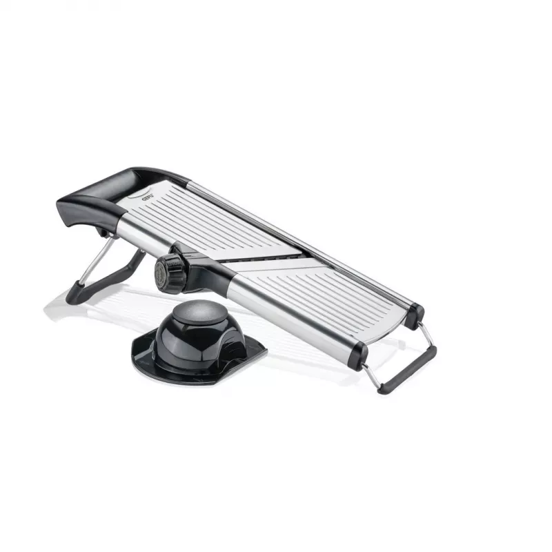 Food slicer GEFU VOLARI G-89541 with stainless steel blades, 1–9 mm slice thickness, compact design