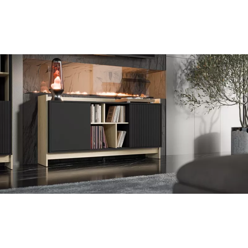 Cama PORTO 2D chest of drawers 150x38x77 oak/black