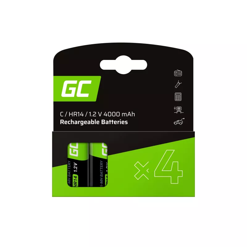 4x Ni-MH Battery HR14 - Rechargeable - 1.2V - 4000mAh