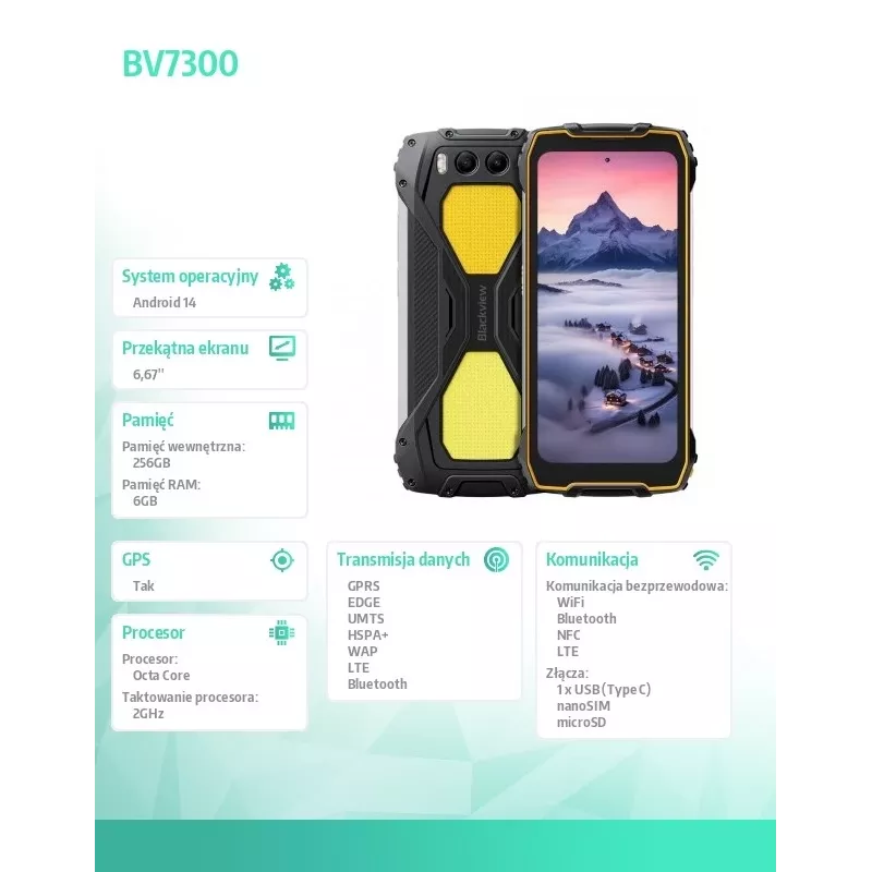 Smartphone Blackview BV7300 6GB/256GB Yellow