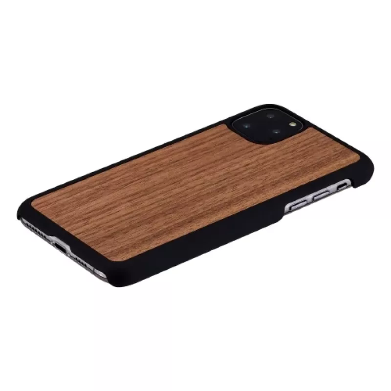 Smartphone case man and wood for iPhone 11 Pro Max — black walnut, wooden back, protective frame