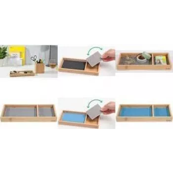 Pen holder sigel Eyestyle Bamboo Light Grey/Black with 2 textile liners