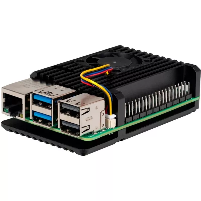 Joy-IT Armor Case BLOCK ACTIVE SBC-Enclosure suitable for development kits Raspberry Pi (RB-AlucaseP5-07FAN)