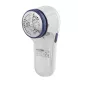 Fabric shaver Leifheit 80029 — battery-powered lint remover, 3 V, uses 2 batteries, blue/white