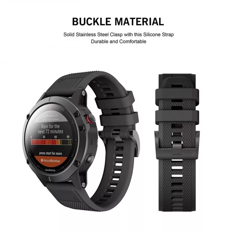 Watch strap Tech-Protect for Garmin Fenix series — compatible with Fenix 3, 5X, 3HR, 5X Plus, 6X, 6X Pro, 7X — Black