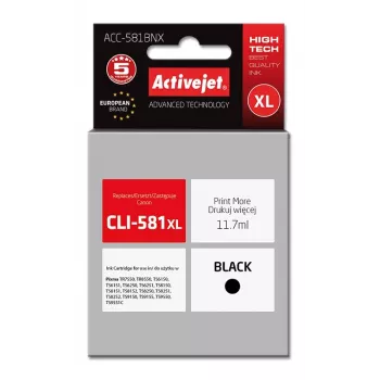 Ink cartridge ActiveJet ACC-581BNX compatible for Canon, black dye ink, XL high-yield 11.7 ml, 4650 pages, single pack