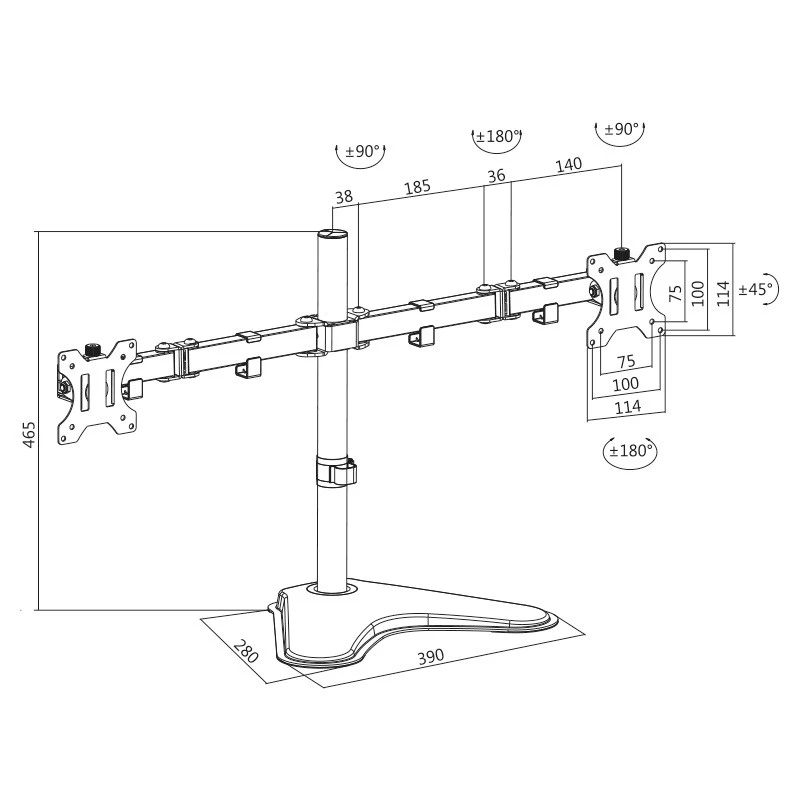 Monitor mount LogiLink BP0045 81.3 cm (32 inch) Desk Black Stainless steel