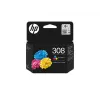 HP 308 Tri-color Original Ink Cartridge, Standard Yield, Cyan, Magenta, Yellow, Dye-based ink, 1 pc(s), 120 pages, Combo pack