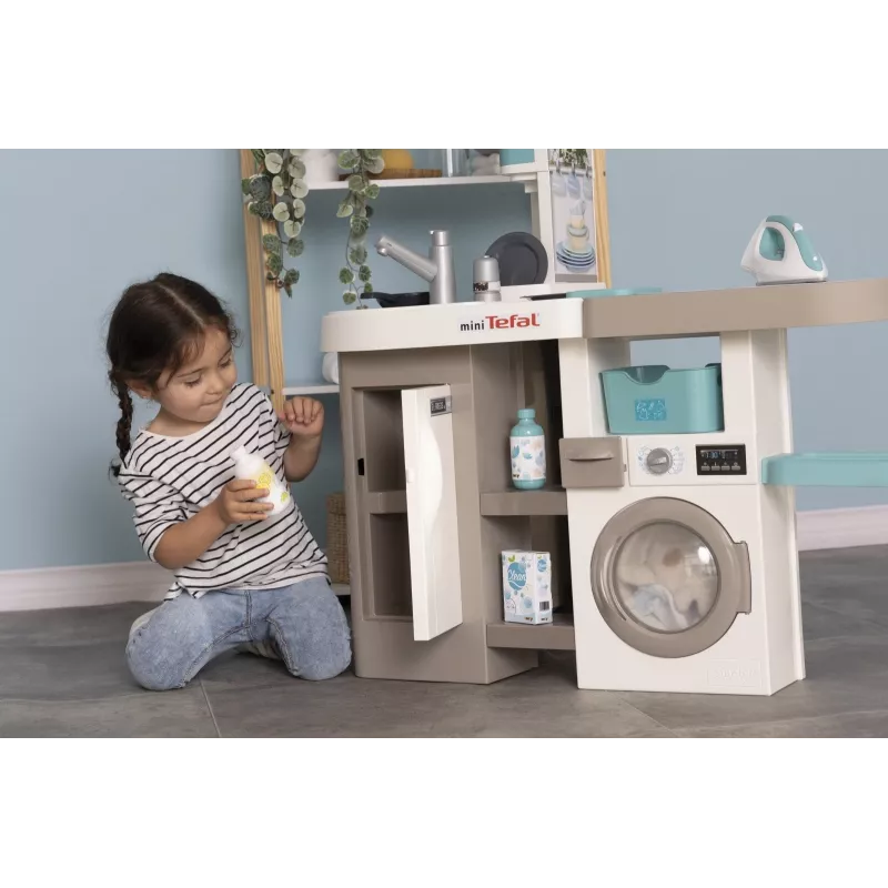 Smoby 311050 toy kitchen with laundry area and accessories