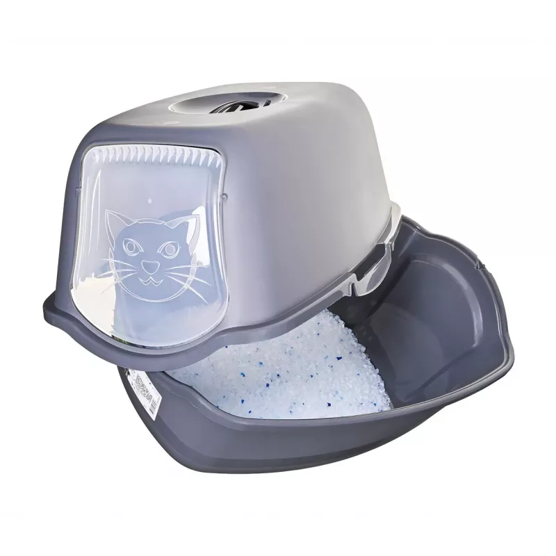 Cat litter box DIAMENTIQ BAYA anthracite, plastic, 55.5 x 40 x 38.7 cm, reversible doors